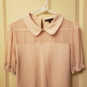 Adrianna Papell Peter Pan Collar Short Sleeve Medium Top